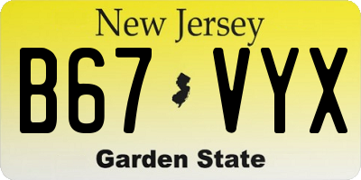 NJ license plate B67VYX