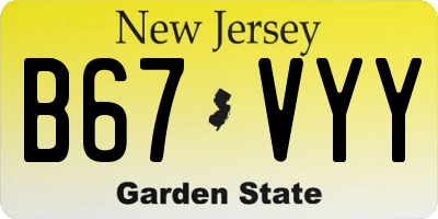 NJ license plate B67VYY