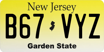 NJ license plate B67VYZ