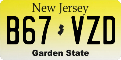 NJ license plate B67VZD