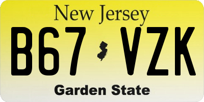 NJ license plate B67VZK
