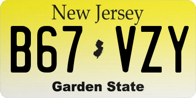 NJ license plate B67VZY