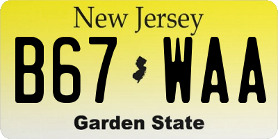NJ license plate B67WAA