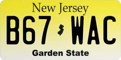 NJ license plate B67WAC