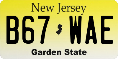 NJ license plate B67WAE