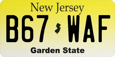 NJ license plate B67WAF