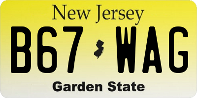 NJ license plate B67WAG