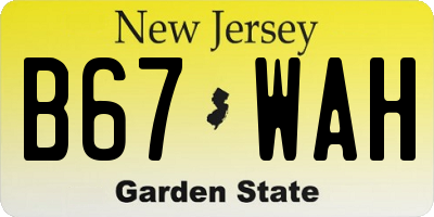 NJ license plate B67WAH