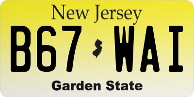 NJ license plate B67WAI