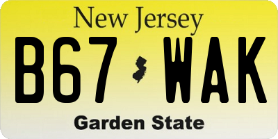 NJ license plate B67WAK