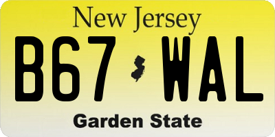 NJ license plate B67WAL