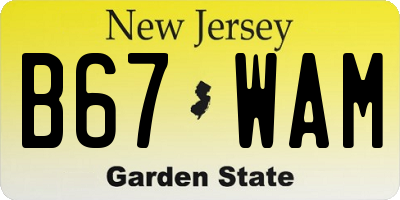 NJ license plate B67WAM