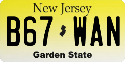 NJ license plate B67WAN