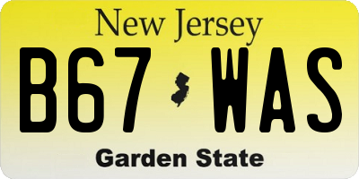 NJ license plate B67WAS