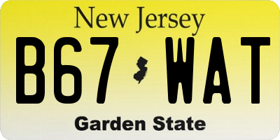 NJ license plate B67WAT
