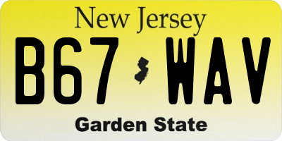 NJ license plate B67WAV