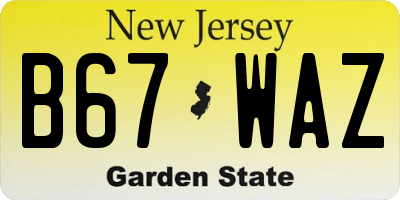 NJ license plate B67WAZ