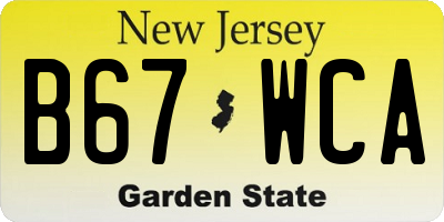 NJ license plate B67WCA