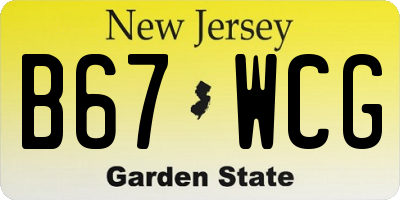 NJ license plate B67WCG