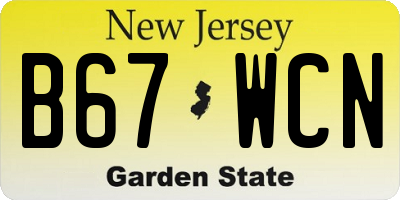 NJ license plate B67WCN
