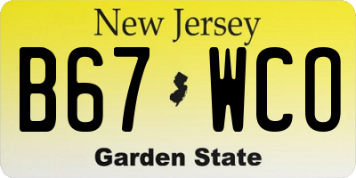 NJ license plate B67WCO