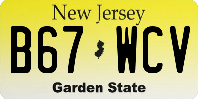 NJ license plate B67WCV