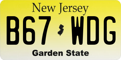 NJ license plate B67WDG