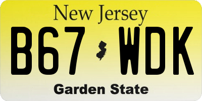 NJ license plate B67WDK