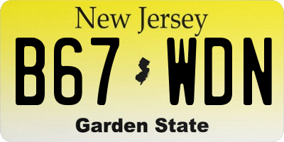 NJ license plate B67WDN