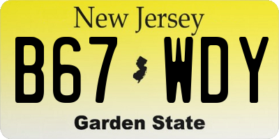 NJ license plate B67WDY