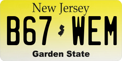 NJ license plate B67WEM