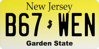 NJ license plate B67WEN