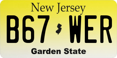 NJ license plate B67WER