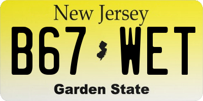 NJ license plate B67WET
