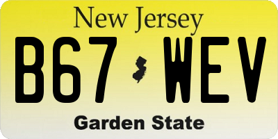 NJ license plate B67WEV