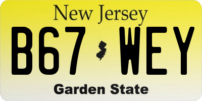 NJ license plate B67WEY