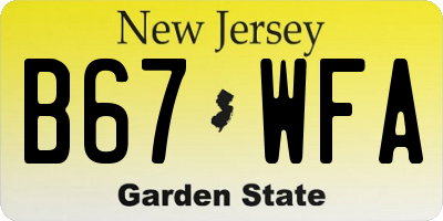 NJ license plate B67WFA