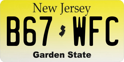NJ license plate B67WFC