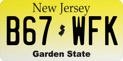 NJ license plate B67WFK