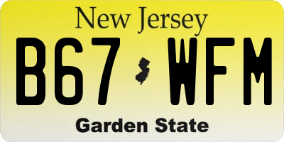 NJ license plate B67WFM