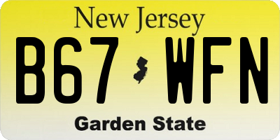 NJ license plate B67WFN