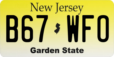 NJ license plate B67WFO