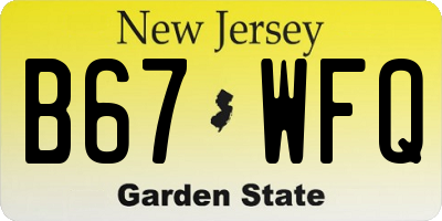 NJ license plate B67WFQ