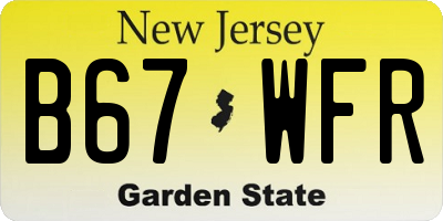 NJ license plate B67WFR