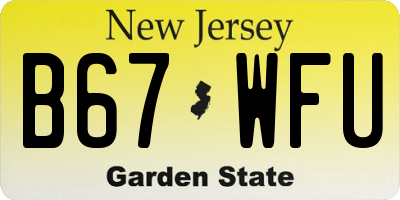 NJ license plate B67WFU