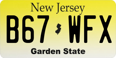 NJ license plate B67WFX
