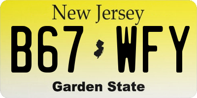 NJ license plate B67WFY