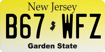 NJ license plate B67WFZ