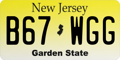 NJ license plate B67WGG