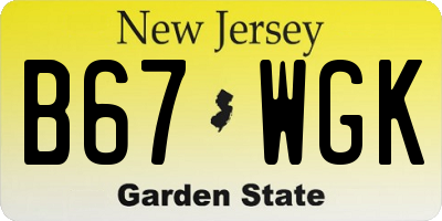 NJ license plate B67WGK